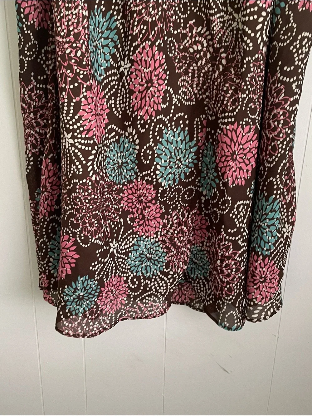 Cato Brown A-Line Skirt with Pink and Blue Floral Print